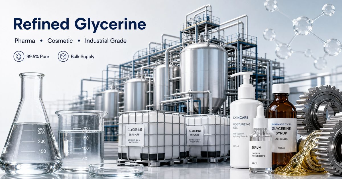 Refined Glycerine : Grades, Uses & Bulk Buying Guide 1 Refined Glycerine Manufacturers India | Satyasha Chemicals